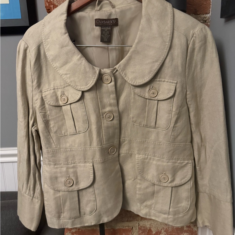 Chadwick’s Collection Women’s Beige Linen Jacket Size 12P
